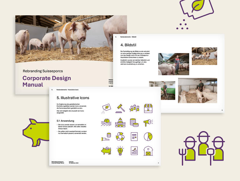 Visionaer Referenz: Suisseporcs CD-Manual sichtbar.